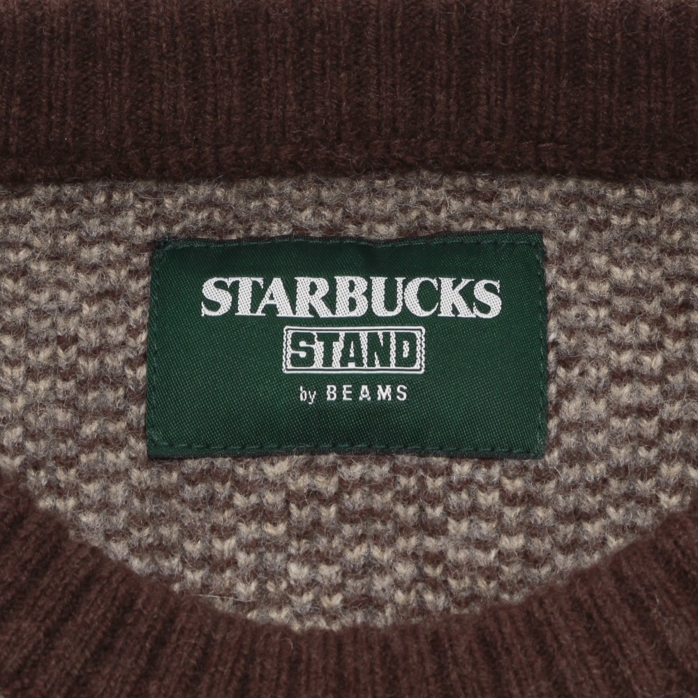 STARBUCKS STAND by BEAMS ジャカードクルーニット ブラウン|グッズ