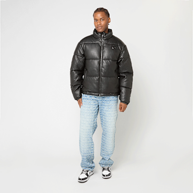 Karl Kani Metal Signature Pu Leather Puffer Jacket zwart | KM253