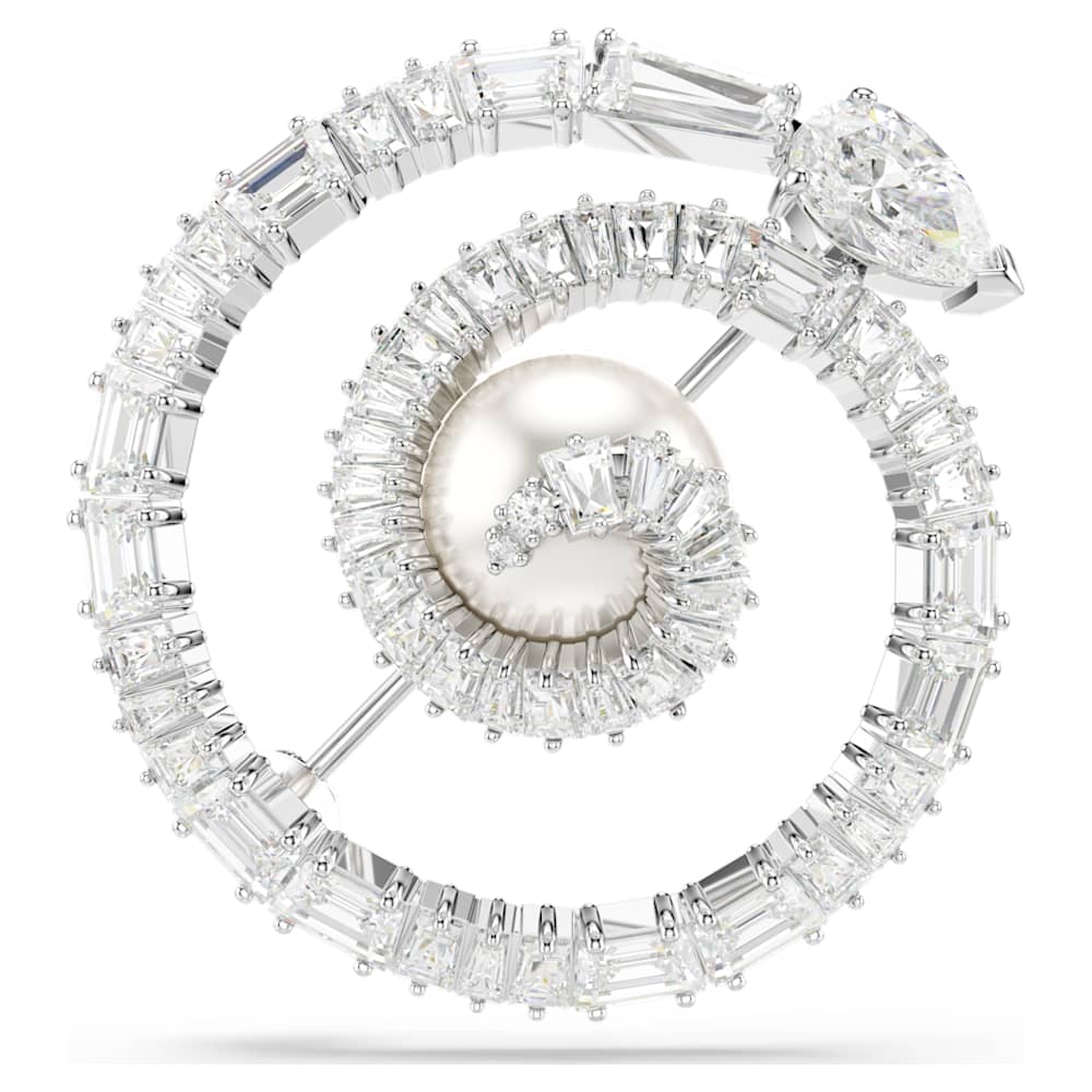 Snake brooch, Crystal pearl, Mixed cuts, Year of the Snake, White