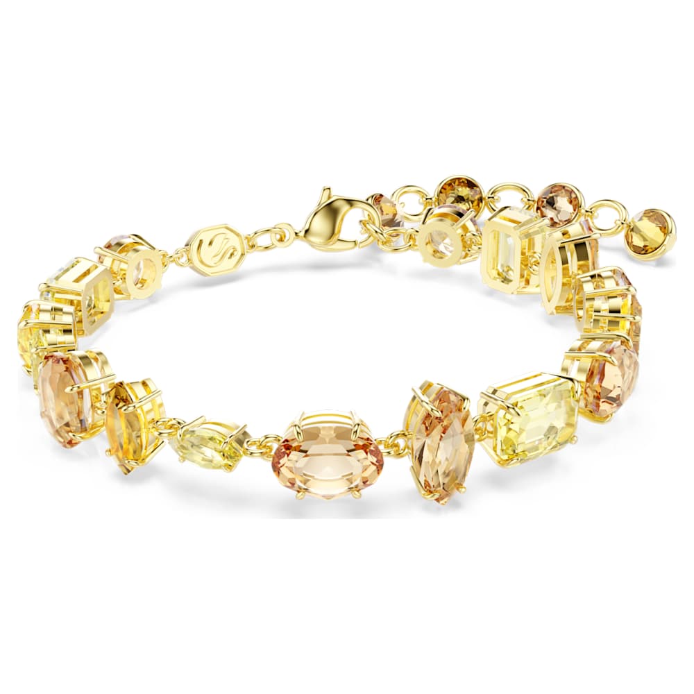 Gema bracelet, Mixed cuts, Yellow, Gold-tone plated | Swarovski
