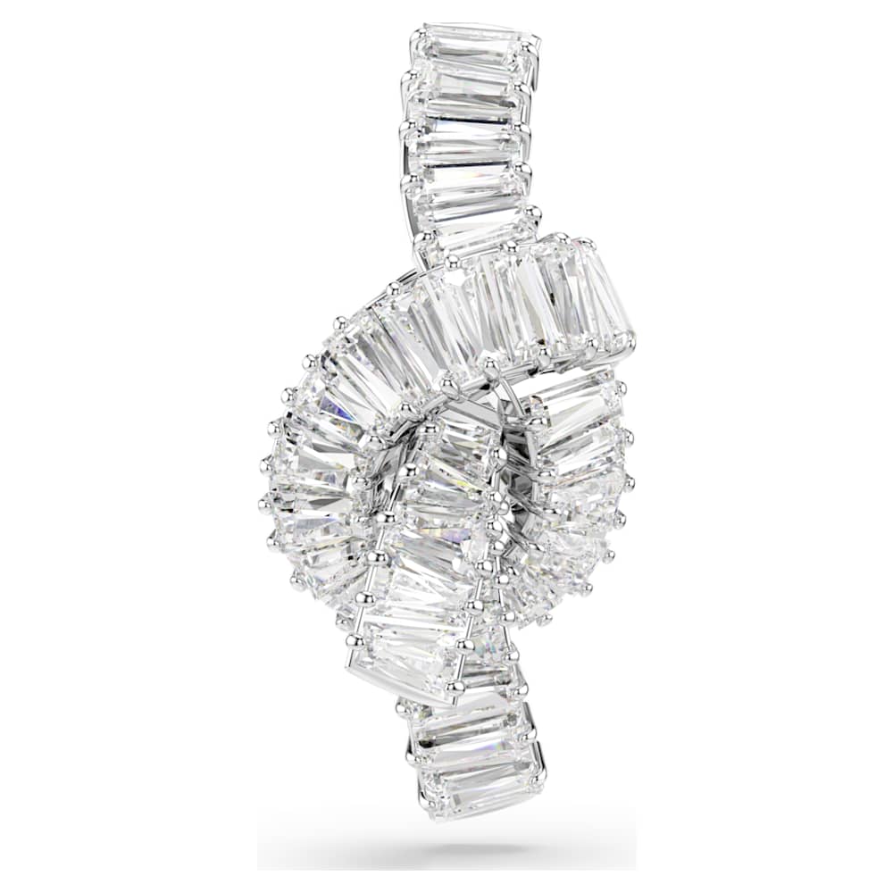 Matrix tack pin, Baguette cut, Knot, White, Rhodium plated | Swarovski