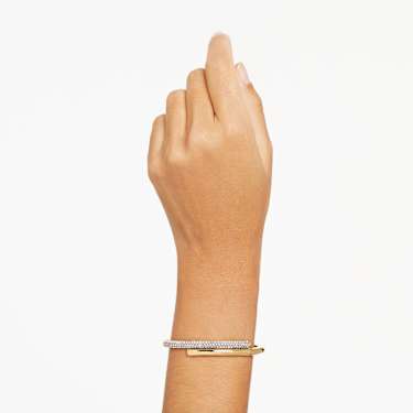 Dextera bangle, Magnetic closure, White, Gold-tone plated | Swarovski