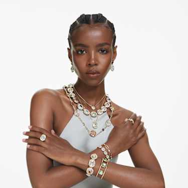 Chroma bracelet, Octagon cut, Multicolored, Gold-tone plated