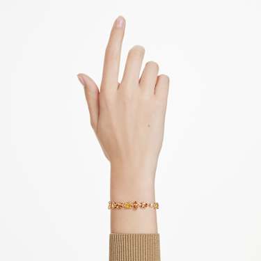 Gema bracelet, Mixed cuts, Yellow, Gold-tone plated | Swarovski