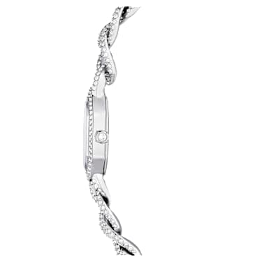 Dextera chain watch, Swiss Made, Crystal bracelet, Silver tone
