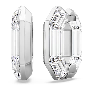 Lucent フープピアス, オクタゴンシェイプ, 小, ホワイト | Swarovski