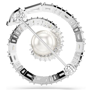 Snake brooch, Crystal pearl, Mixed cuts, Year of the Snake, White