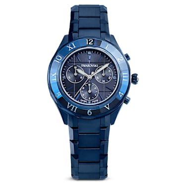 Dextera chrono watch, 39mm, Swiss Made, Metal bracelet, Blue, Blue