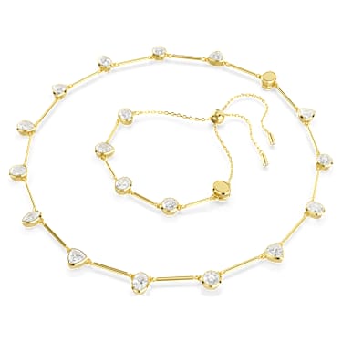 Imber necklace, Magnetic closure, Mixed cuts, White, Gold-tone plated