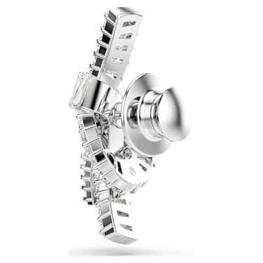 Matrix tack pin, Baguette cut, Knot, White, Rhodium plated | Swarovski