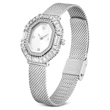 Matrix octagon watch, Metal bracelet, Silver tone, Stainless steel
