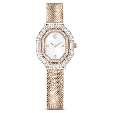 Matrix octagon watch, Metal bracelet, Gold tone, Champagne gold