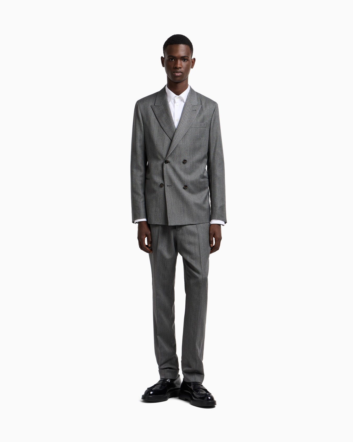 ダブルブレストスーツ バージンウール チェビオットエフェクト