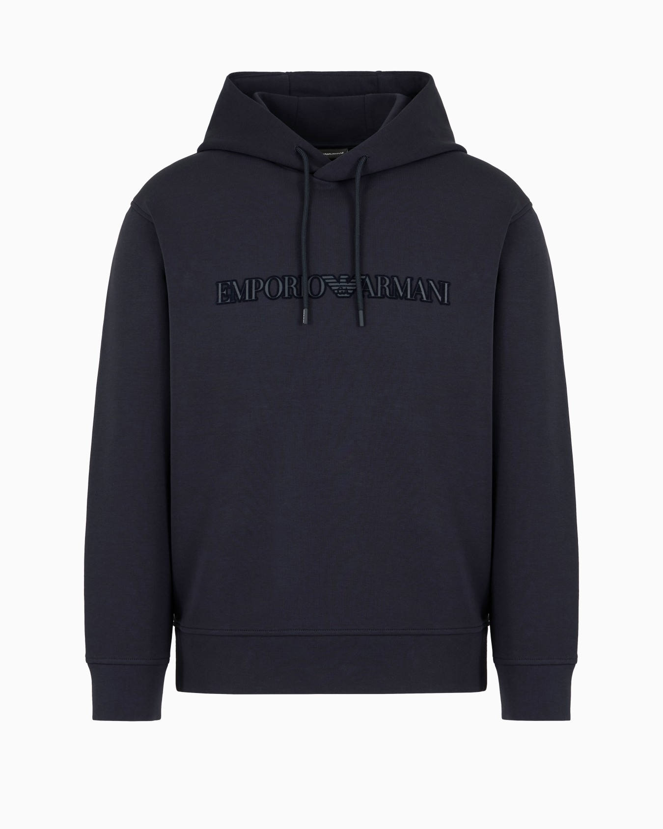 Double-jersey hooded sweatshirt with flocked logo | Emporio Armani