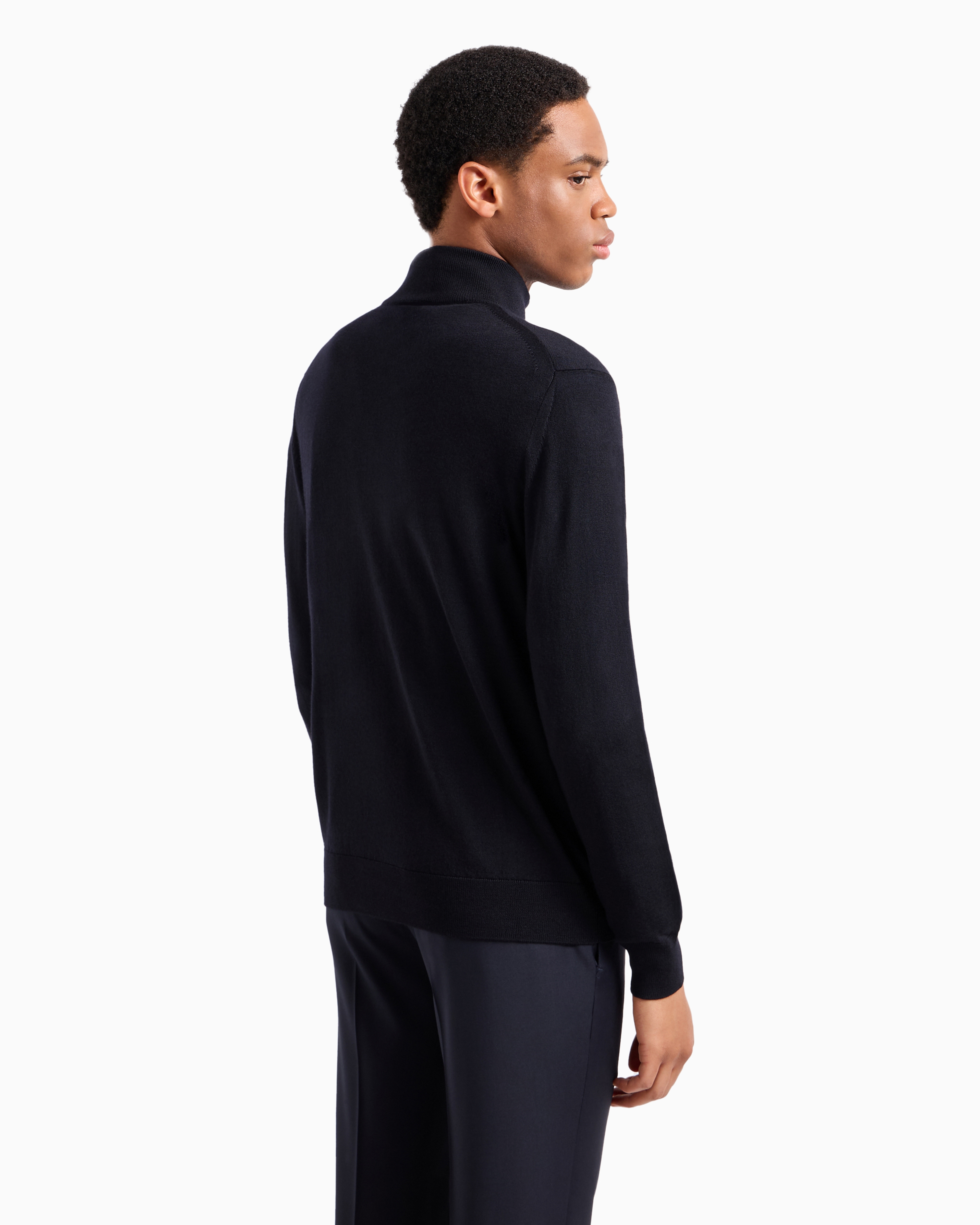 Virgin-wool full-zip cardigan | Emporio Armani