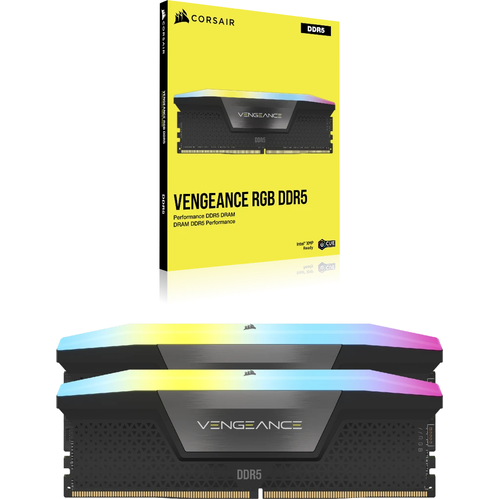 VENGEANCE® RGB 32GB (2x16GB) DDR5 DRAM 5200MHz C40 Memory Kit — Black