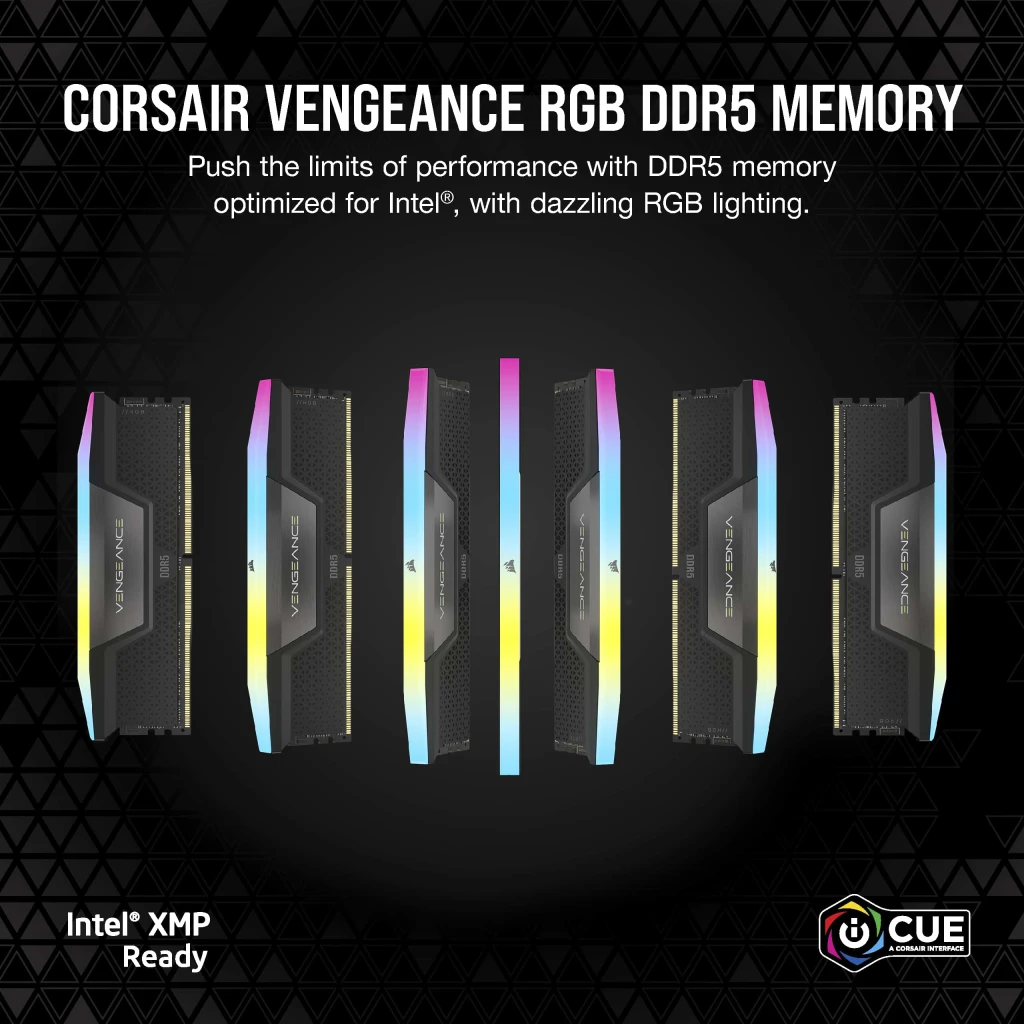 VENGEANCE® RGB 32GB (2x16GB) DDR5 DRAM 6000MHz C40 Memory Kit — Black
