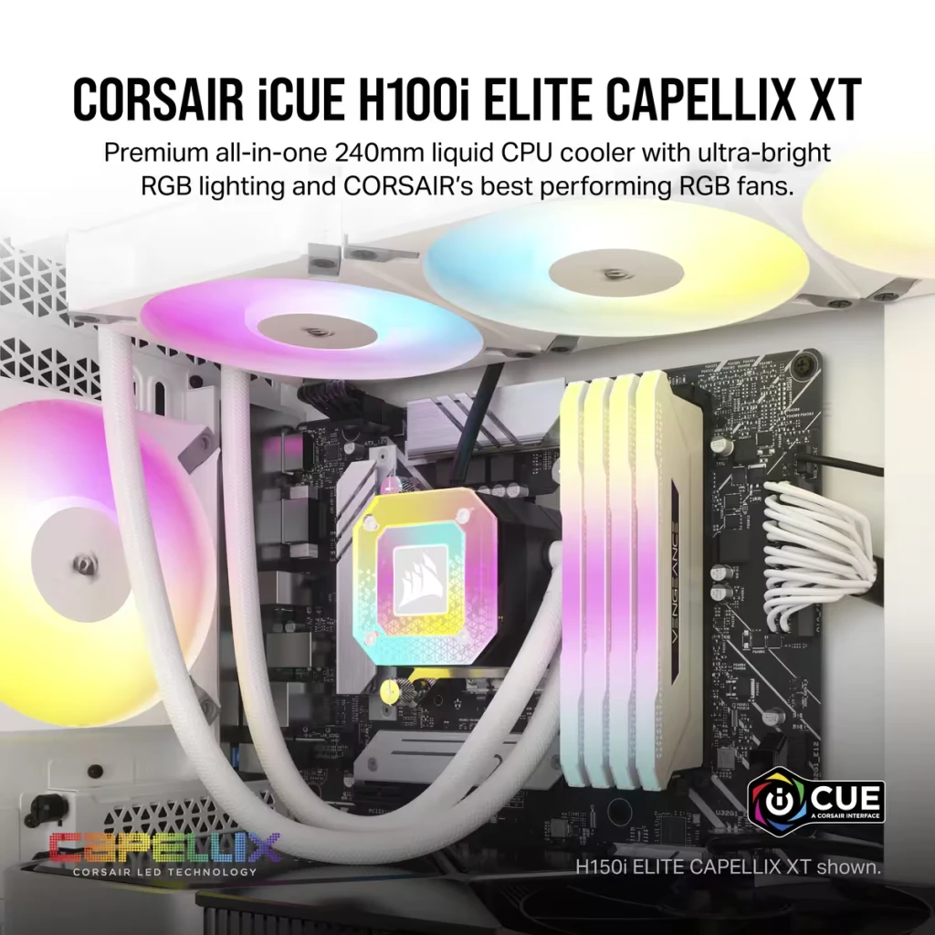 iCUE H100i ELITE CAPELLIX XT Liquid CPU Cooler, White