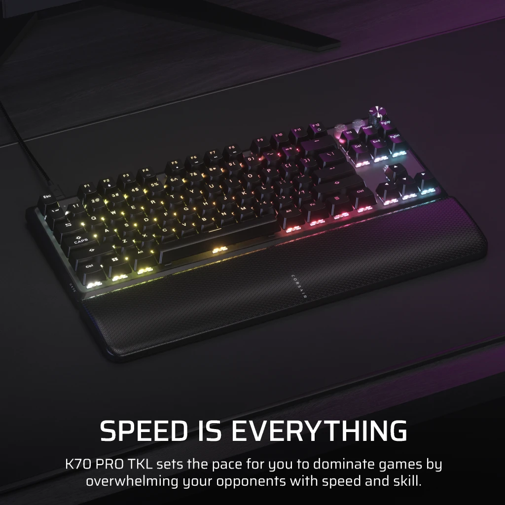 ラピッドトリガー付き K70 PRO TKL 高性能ホール効果プログラム可能