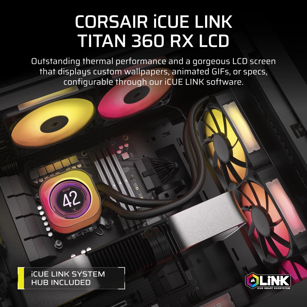 iCUE LINK TITAN 360 RX LCD 水冷式 CPU クーラー