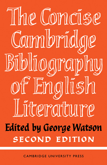 The New Cambridge Bibliography of English Literature Volume 1