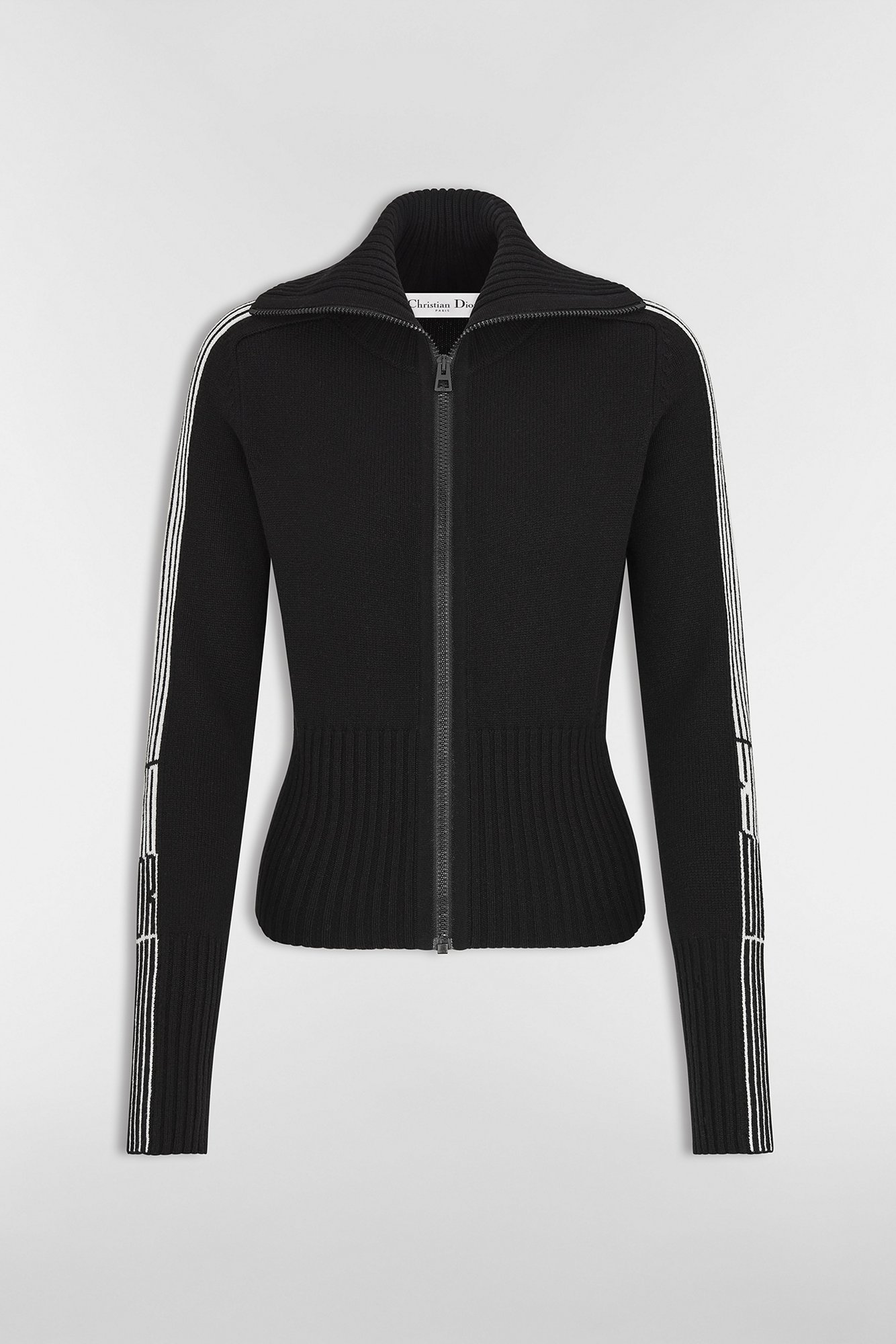 DiorAlps Fitted Sweater Black Cashmere and Silk Knit with White