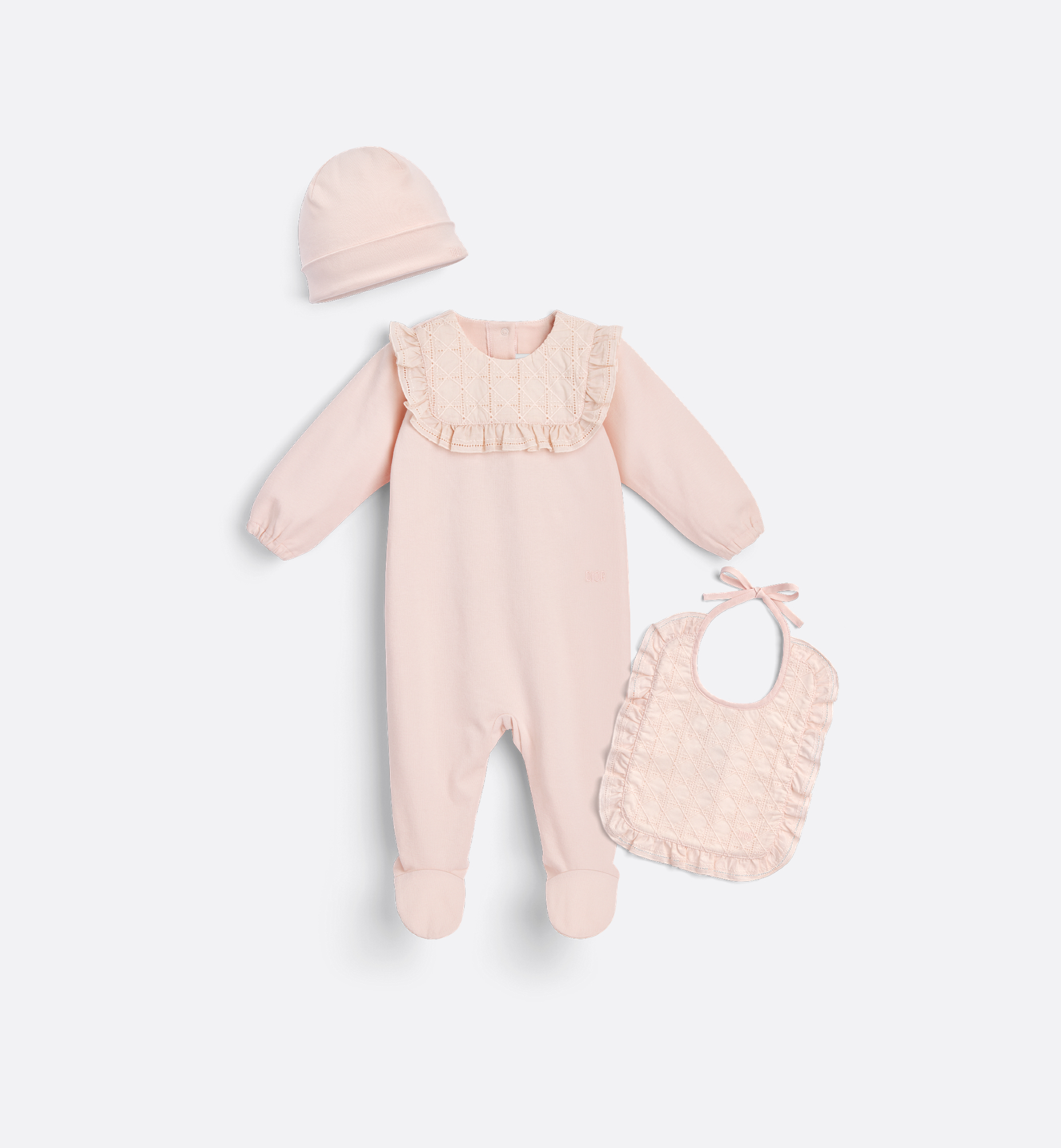 Newborn Gift Set Pale Pink Cannage Cotton Jersey and Voile | DIOR