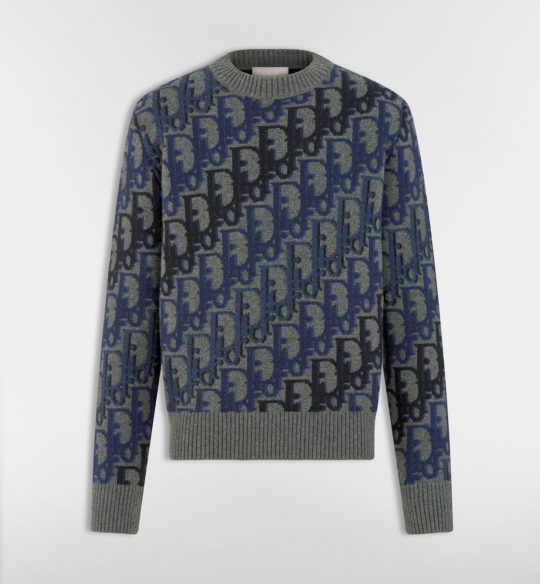 Dior Oblique Sweater Gray Wool Jacquard | DIOR