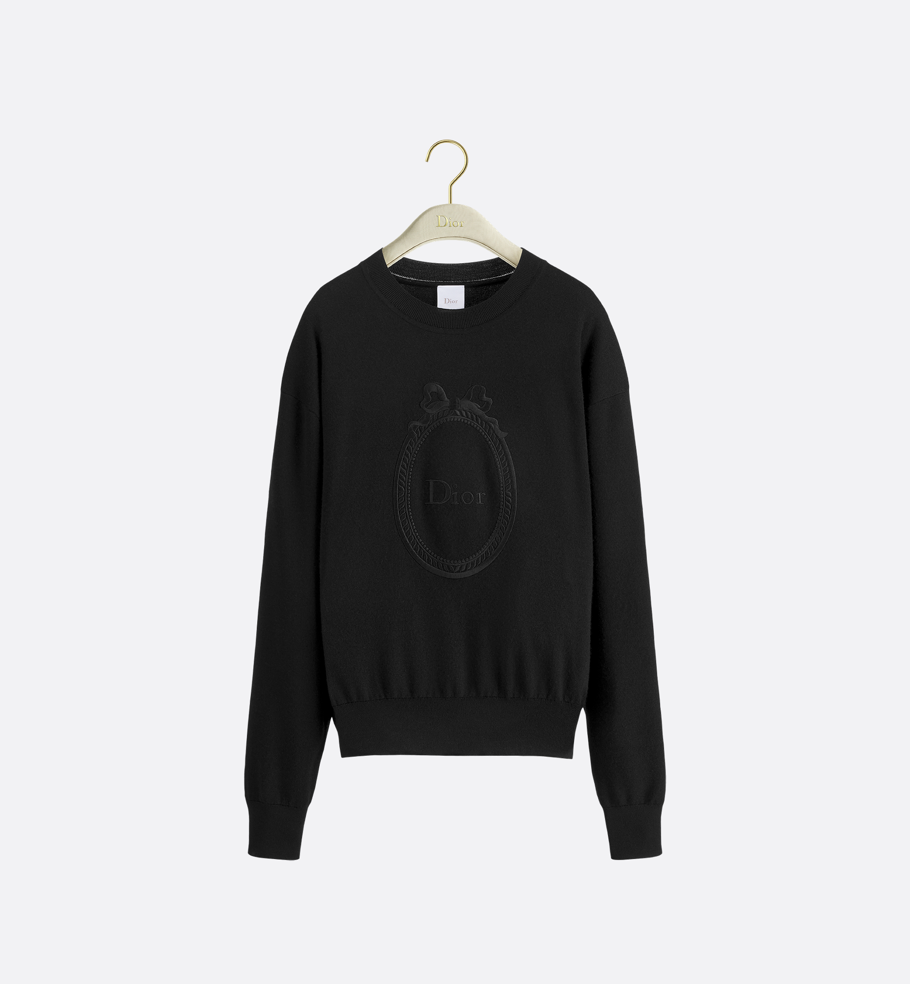 Dior Médaillon Embroidered Sweater Black Wool Blend Knit | DIOR
