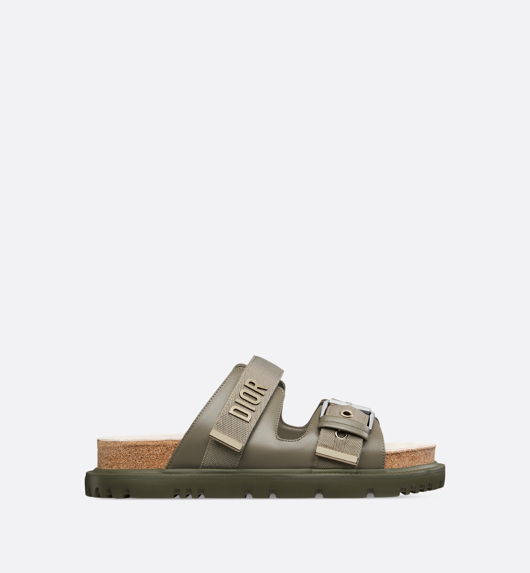 Dioract Slide Clay Green Lambskin and Technical Fabric | DIOR