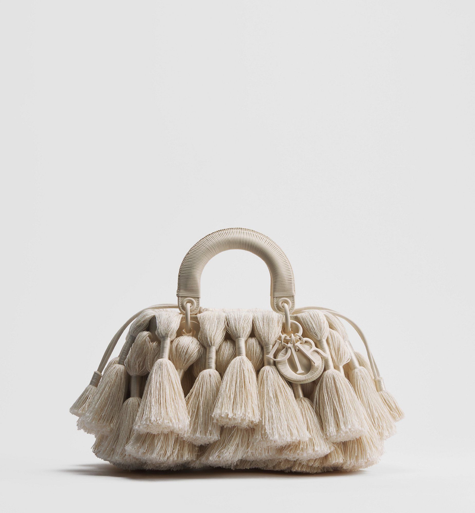 Small Lady Dior Bag Beige Calfskin and Tassels | DIOR
