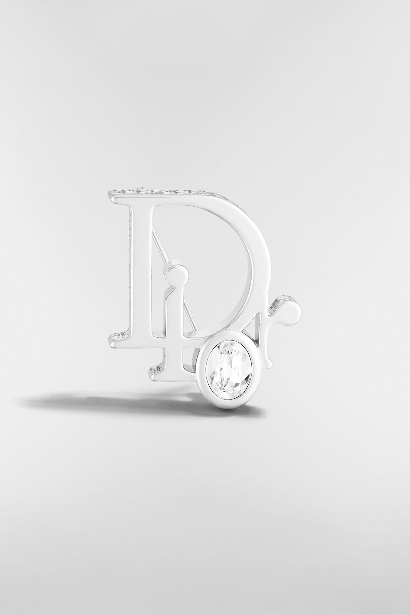 Dior Sparkle Brooch Silver-Finish Brass with White Crystal and