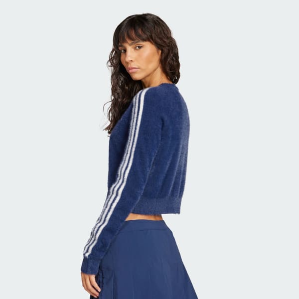 adidas Fluffy Knitted Cardigan - Blue | Free Shipping with adiClub