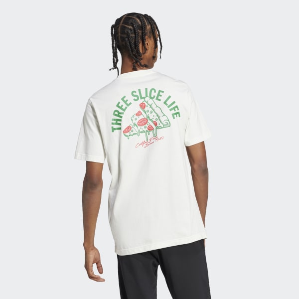adidas Lounge Pizza Graphic Tee - White | Free Shipping with adiClub