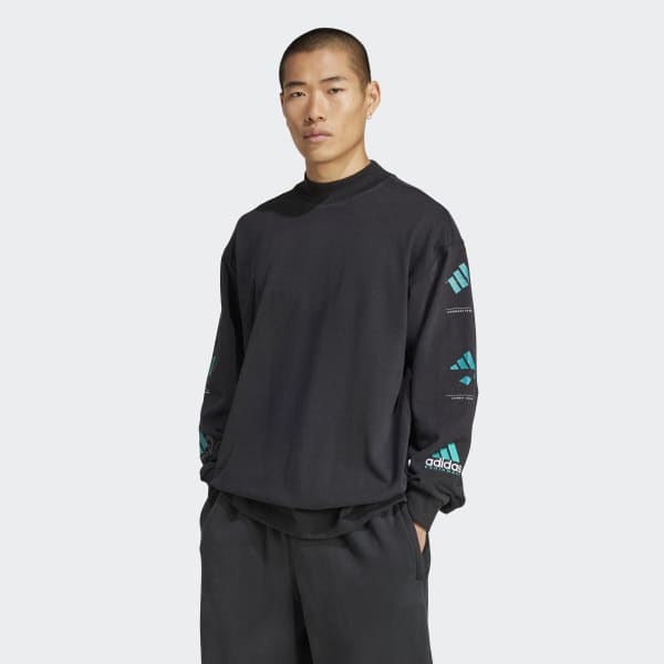 アディダス エキップメント 長袖グラフィックTシャツ - ブラック