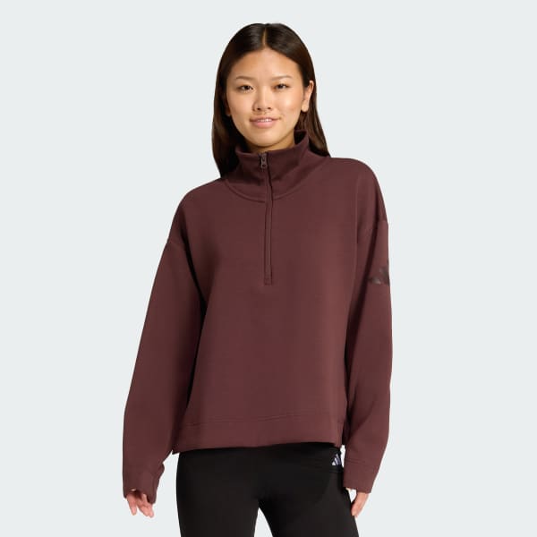 adidas Soft Lux Quarter-Zip - Brown | Free Shipping with adiClub
