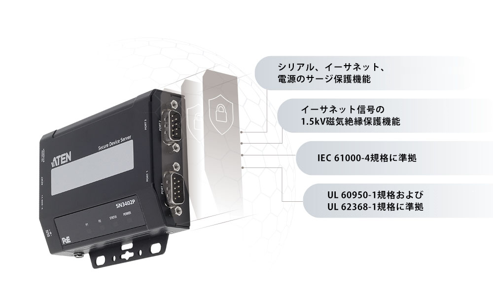 SN3402 2-ポート RS-232/422/485 Secure Device Server | ATEN Japan