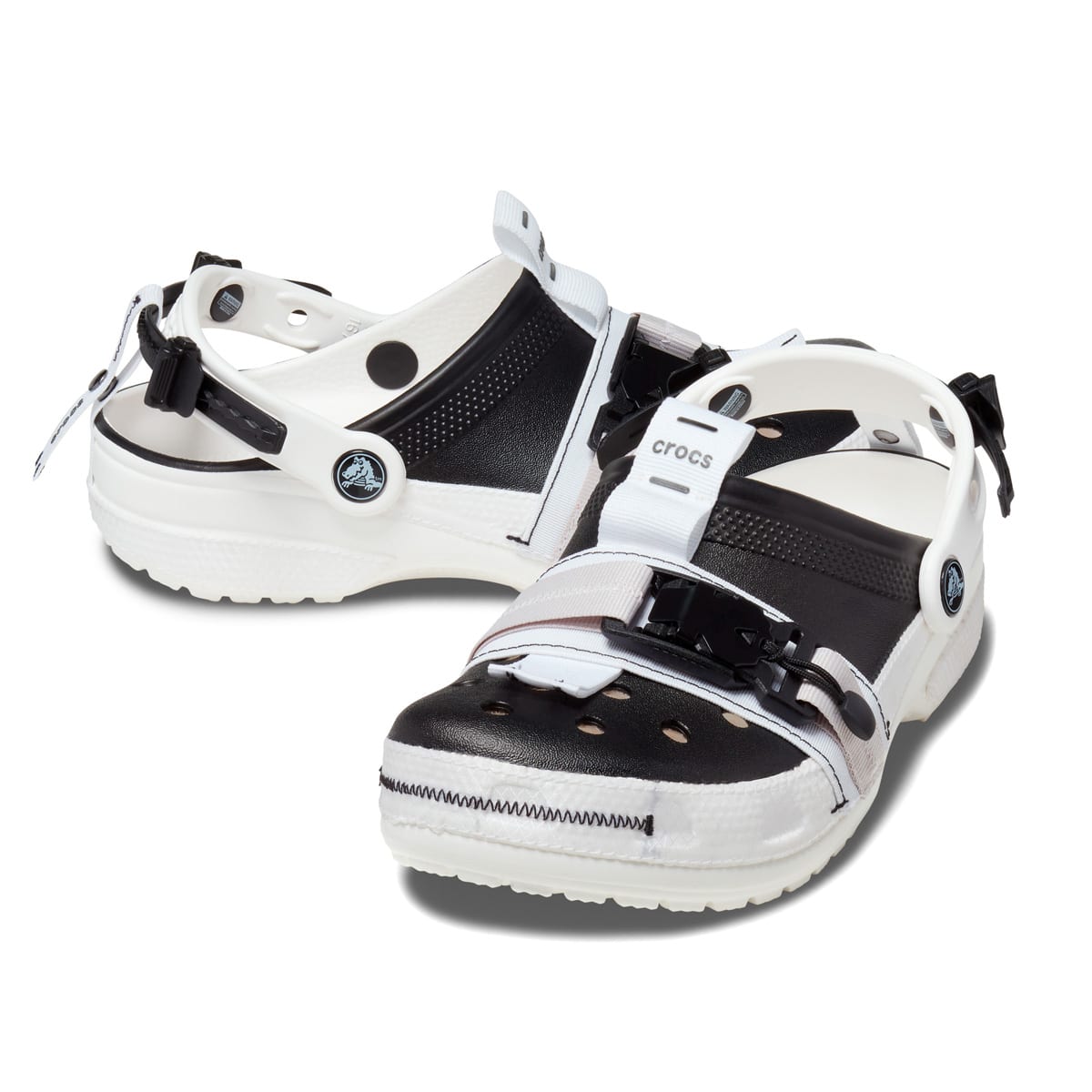crocs Classic Zip Tie Buckle Clog Black/White（クロックス