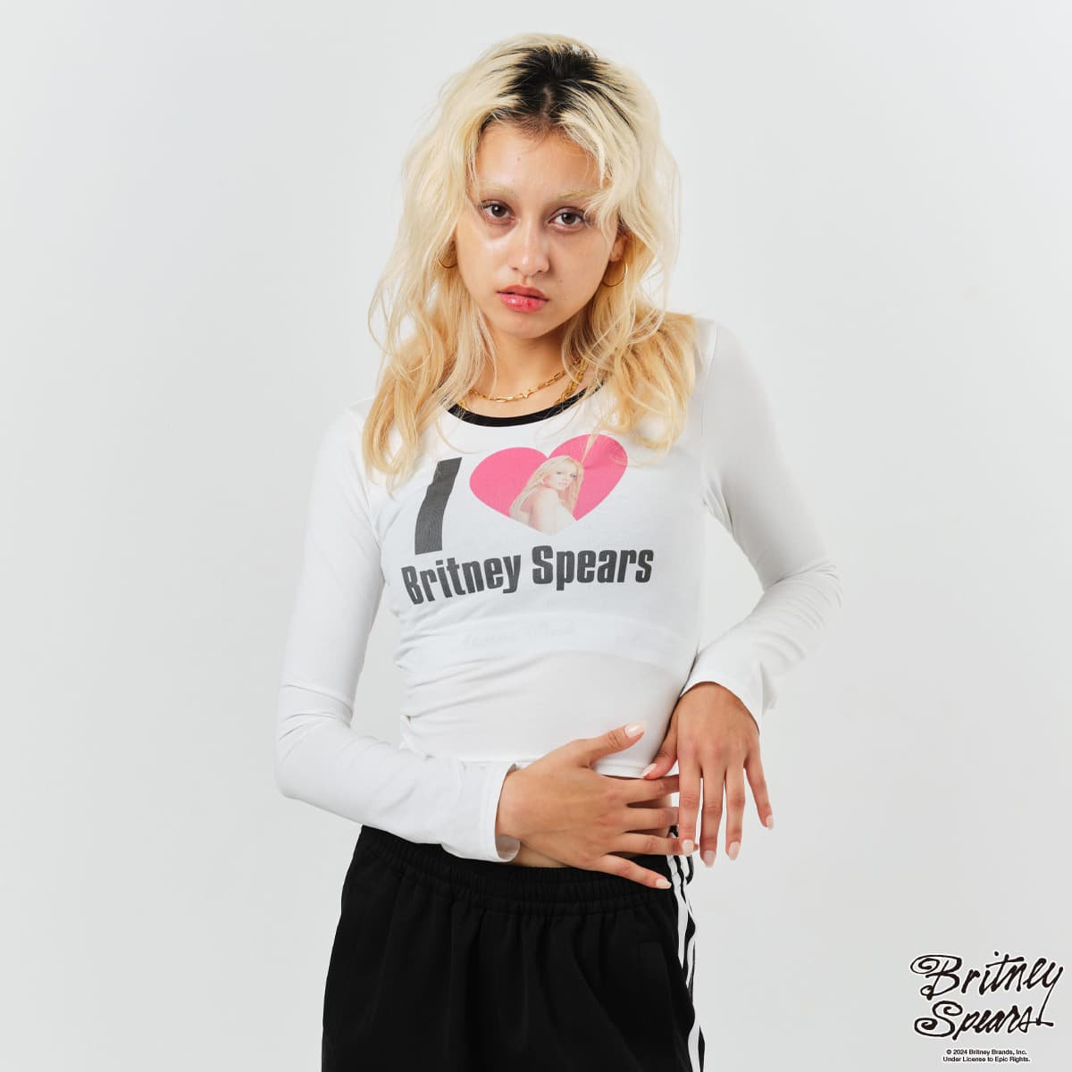 atmos pink x Britney Spears I LOVE Britney LS T-shirt WHITE