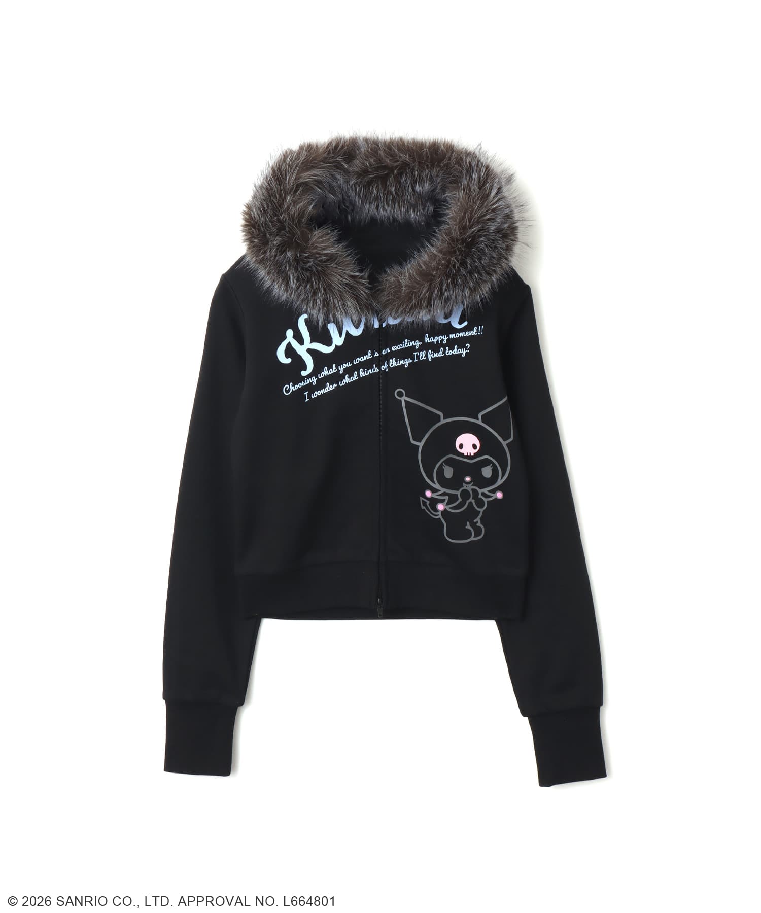 atmos pink x KUROMI Faux Fur Zip Up Hoodie BLACK（アトモスピンク