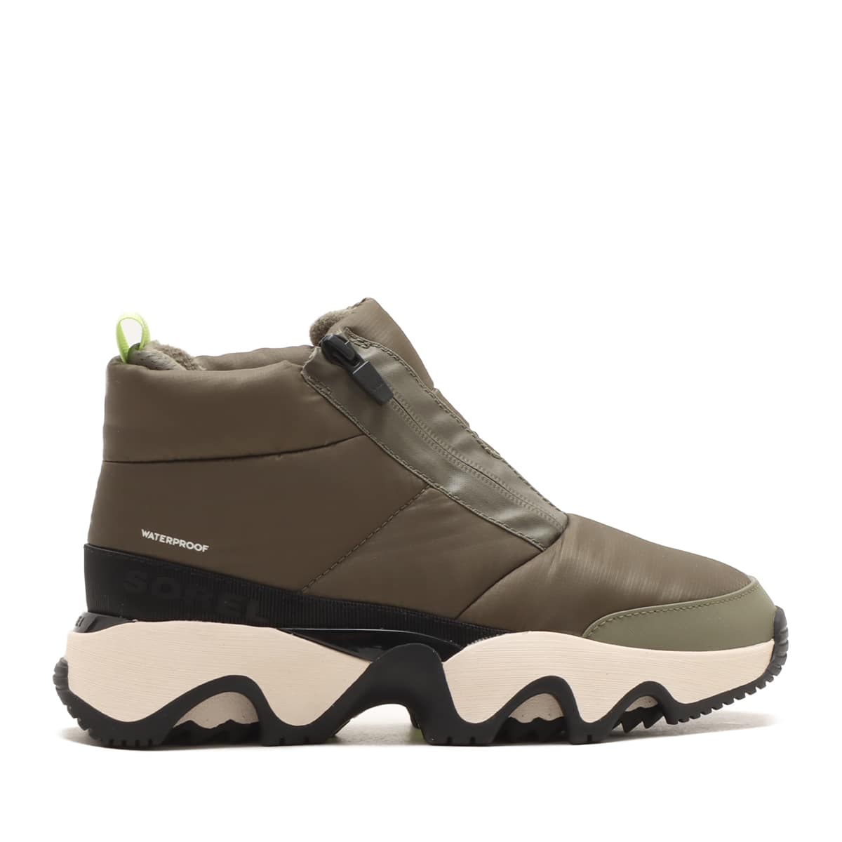 SOREL KINETIC TM IMPACT PUFFY ZIP WP Stone Green, Black（ソレル
