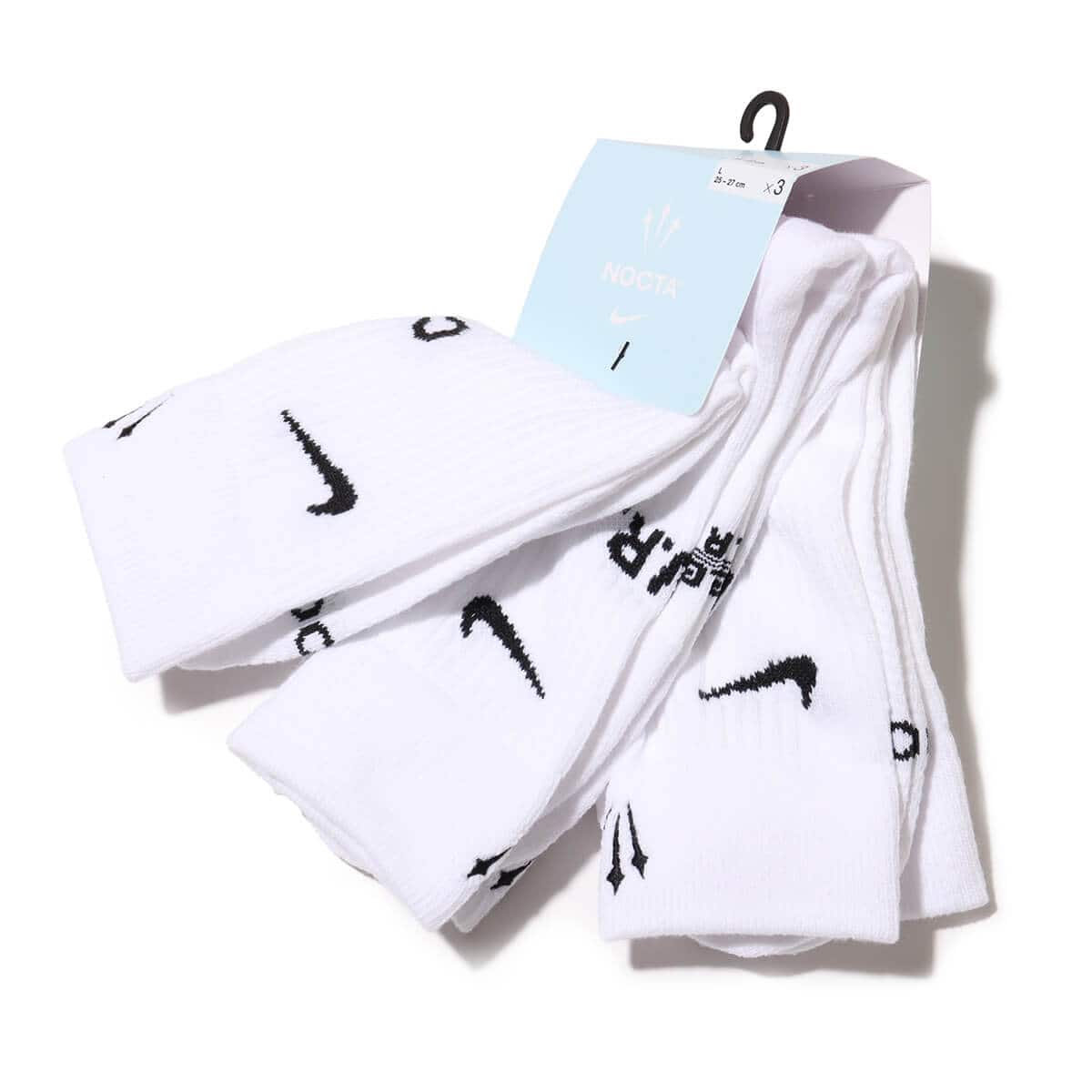 NIKE U SNKRSOX CREW 3PR-160 NOCTA WHITE/BLACK （ナイキ スニーカー