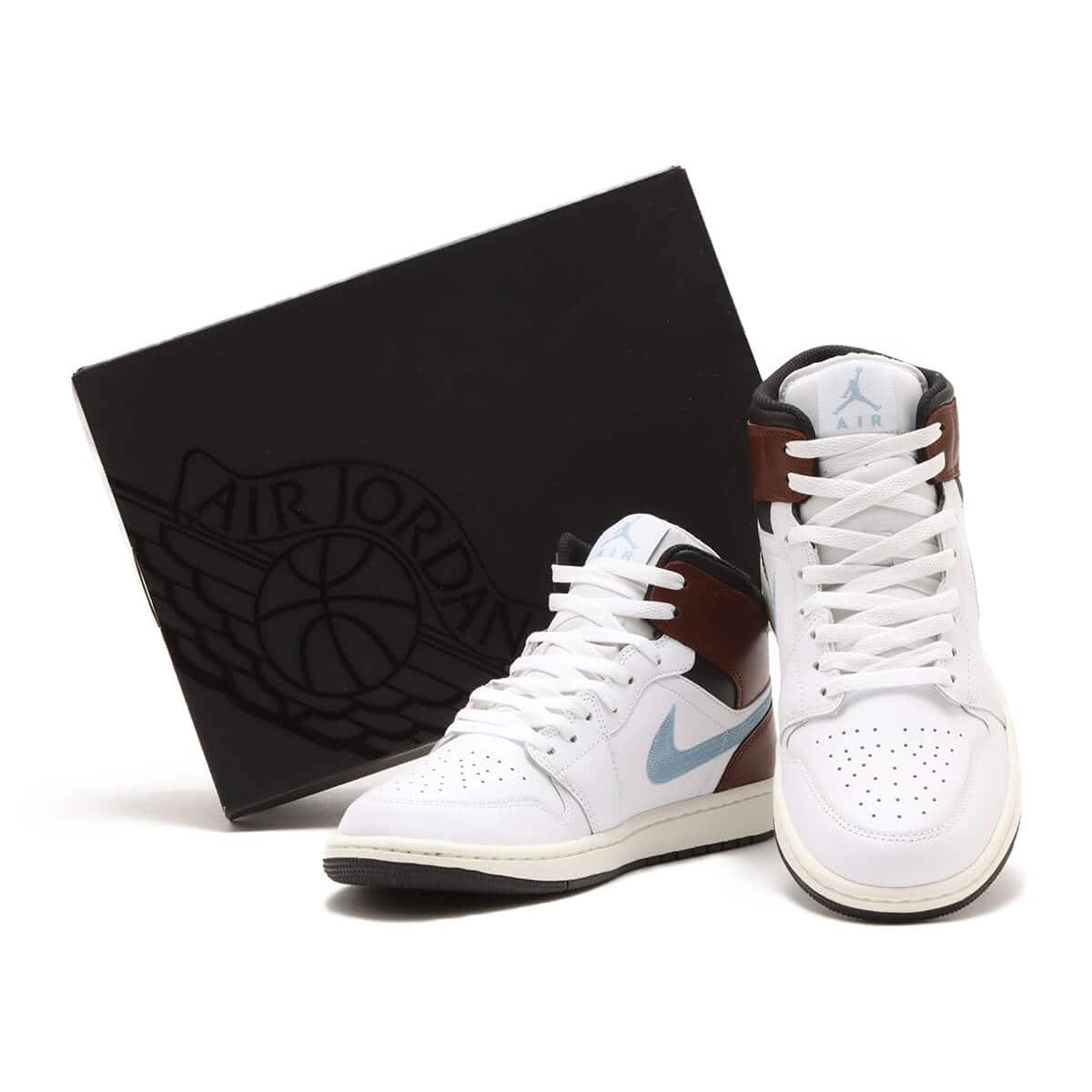 JORDAN BRAND AIR JORDAN 1 MID SE WHITE/BLUE GREY-BLACK-SAIL