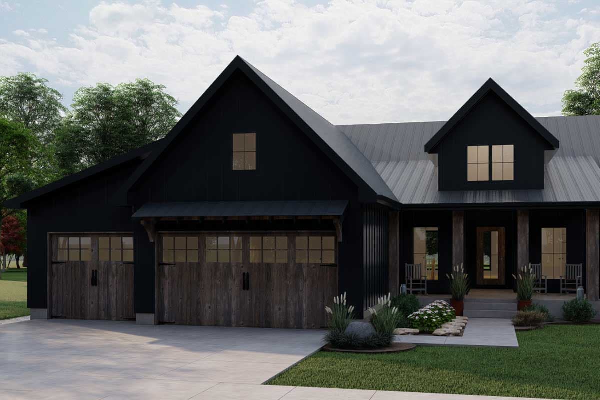 Plan 62725DJ: Modern 3-Bed Farmhouse Plan with Split Bedrooms