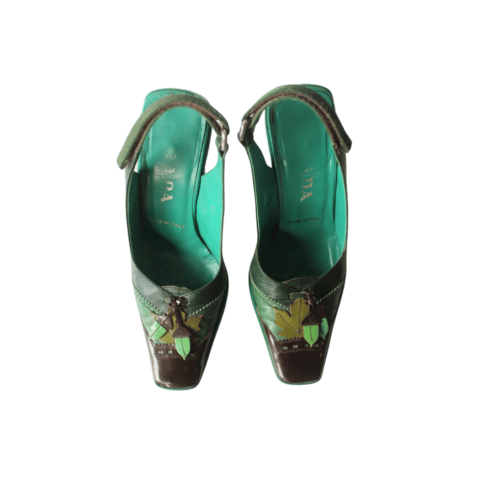 PRADA FOREST GREEN LEATHER HEELS F/W 1999 | Ciao Cherub