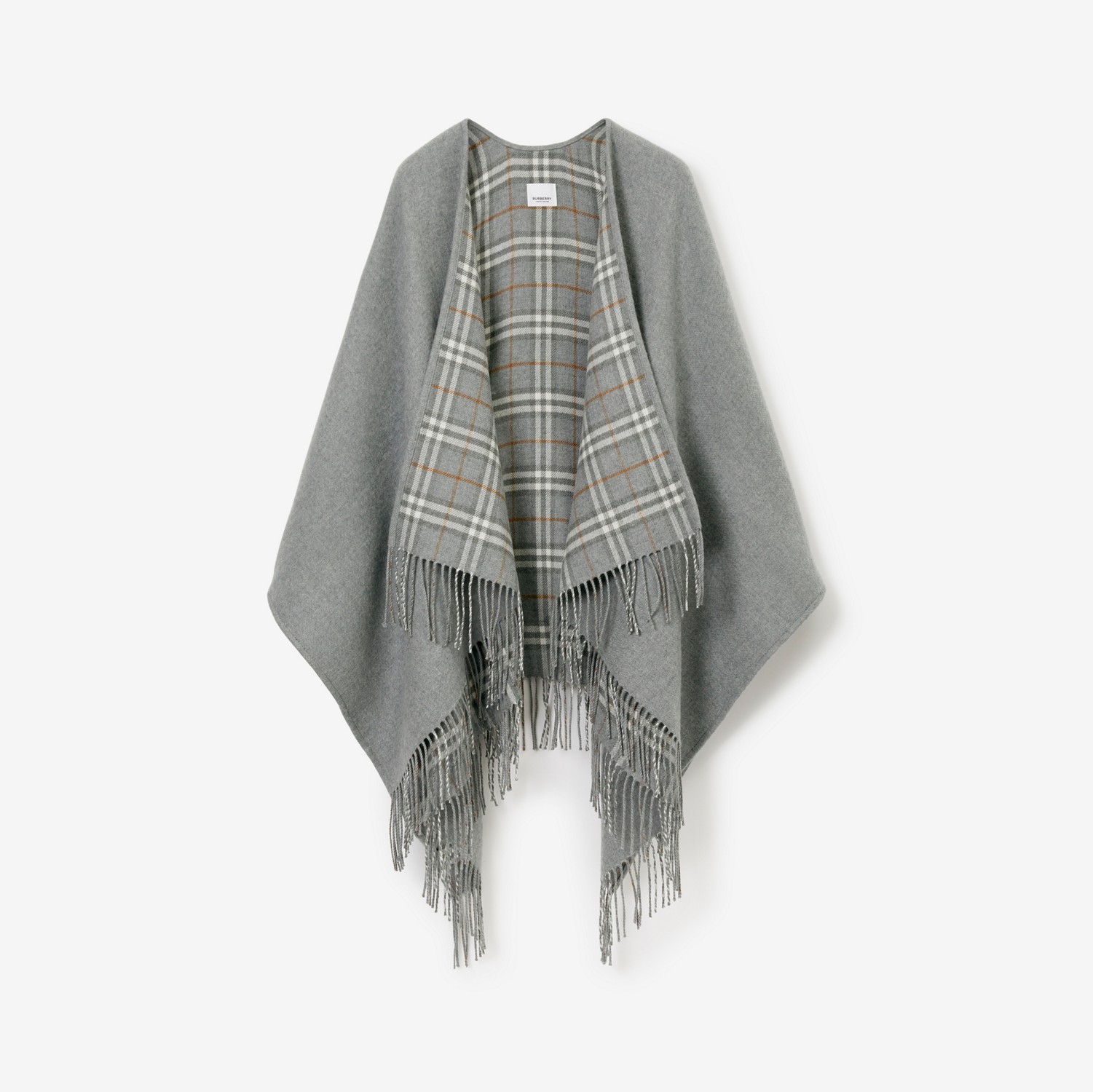 チェック ウール リバーシブル ケープ (グレー) | Burberry®公式サイト