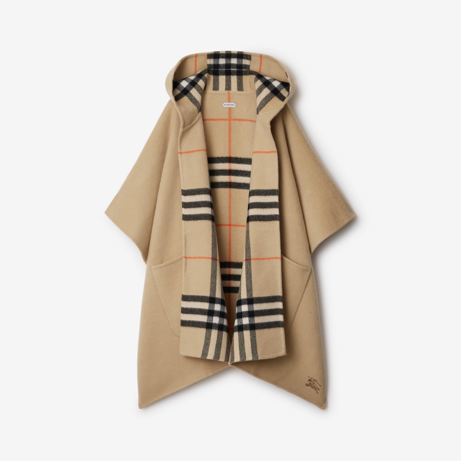 リバーシブル チェック カシミアケープ (サンド) | Burberry®公式サイト