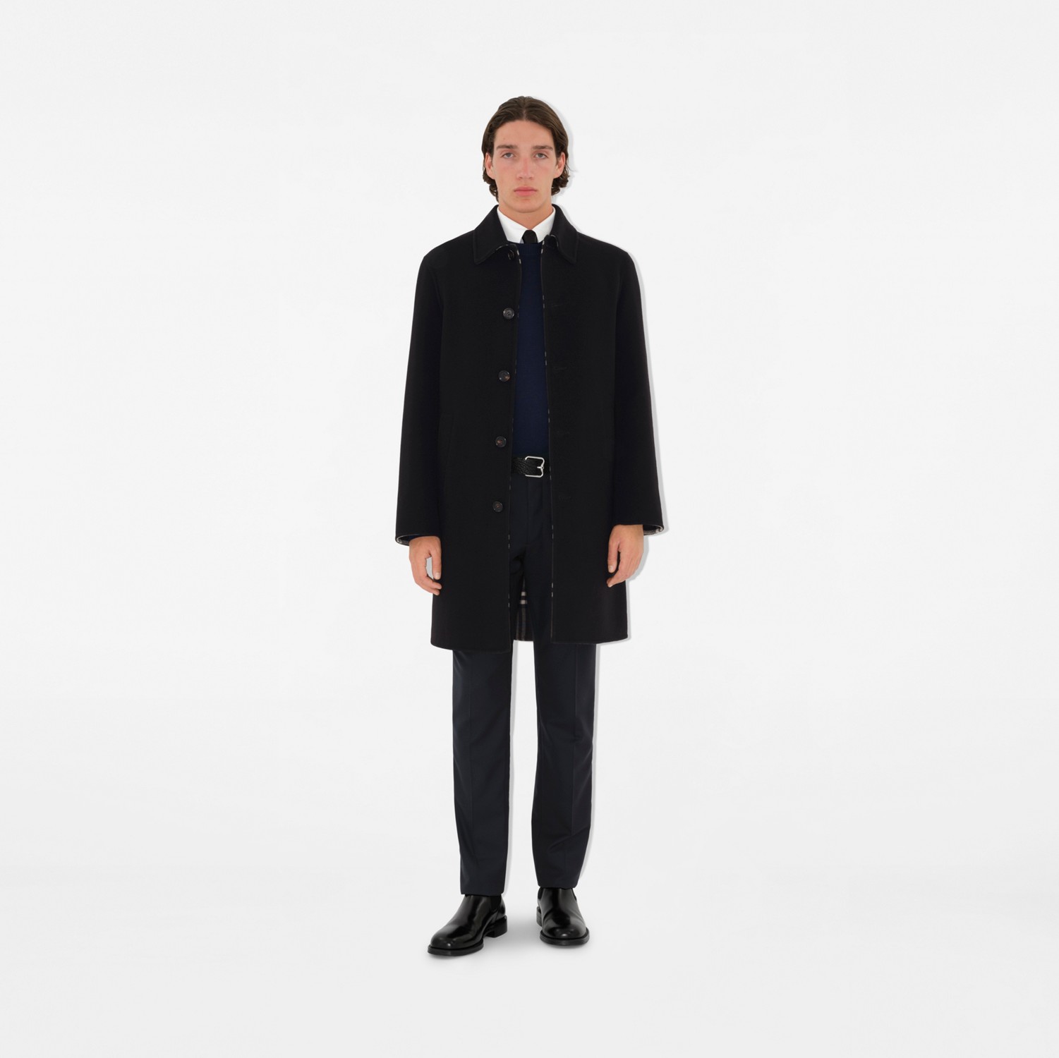 Mid-length Wool Car Coat in Black/snug - Men | Burberry® Official