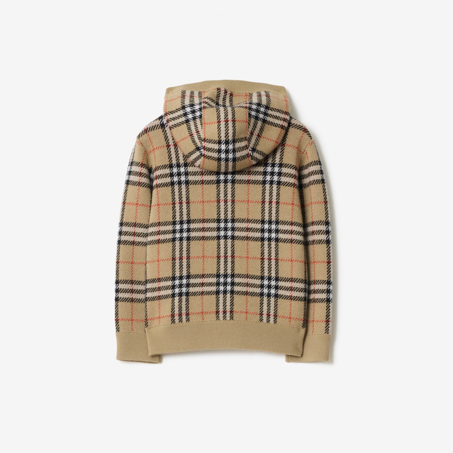 Check Wool Zip Hoodie in Sand beige | Burberry® Official