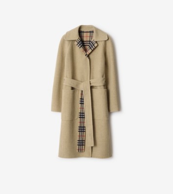 リバーシブル ウール ラップコート (サンドベージュ) - ウィメンズ